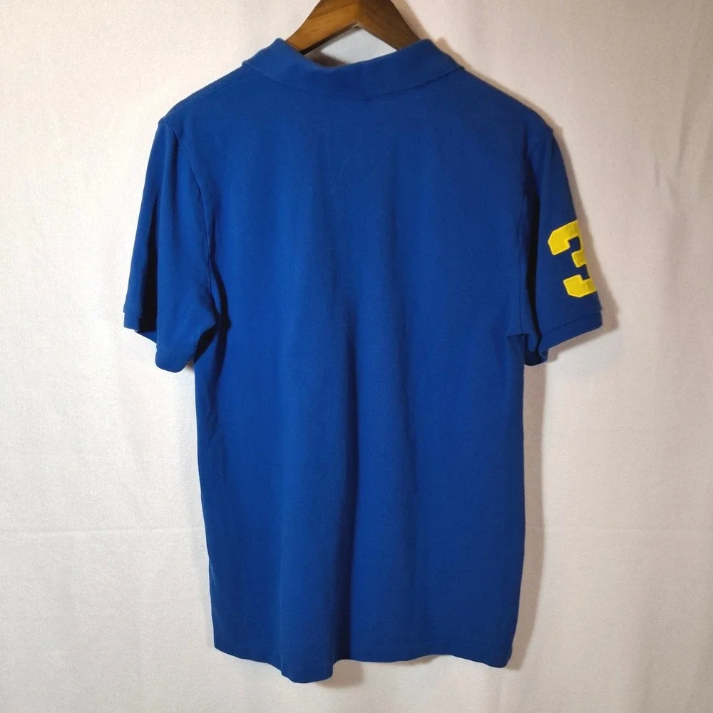 Polo Ralph Lauren Mens Big Pony Polo Shirt Blue Yellow XL 18-20 Short Sleeve - Picture 4 of 6